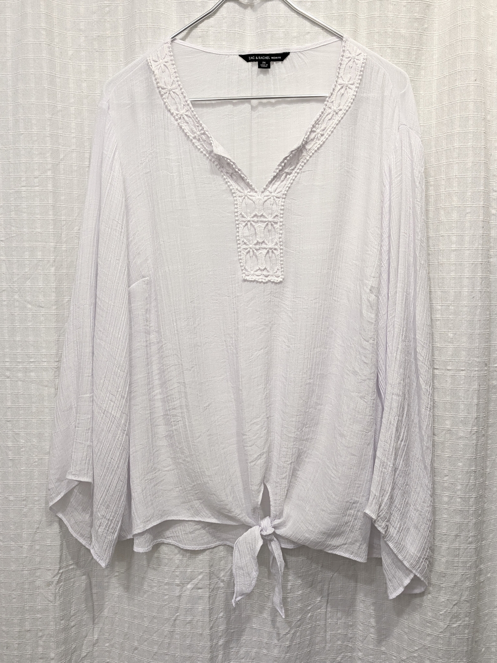 Zac & Rachel White Crochet-Trim Tie-Front Tunic